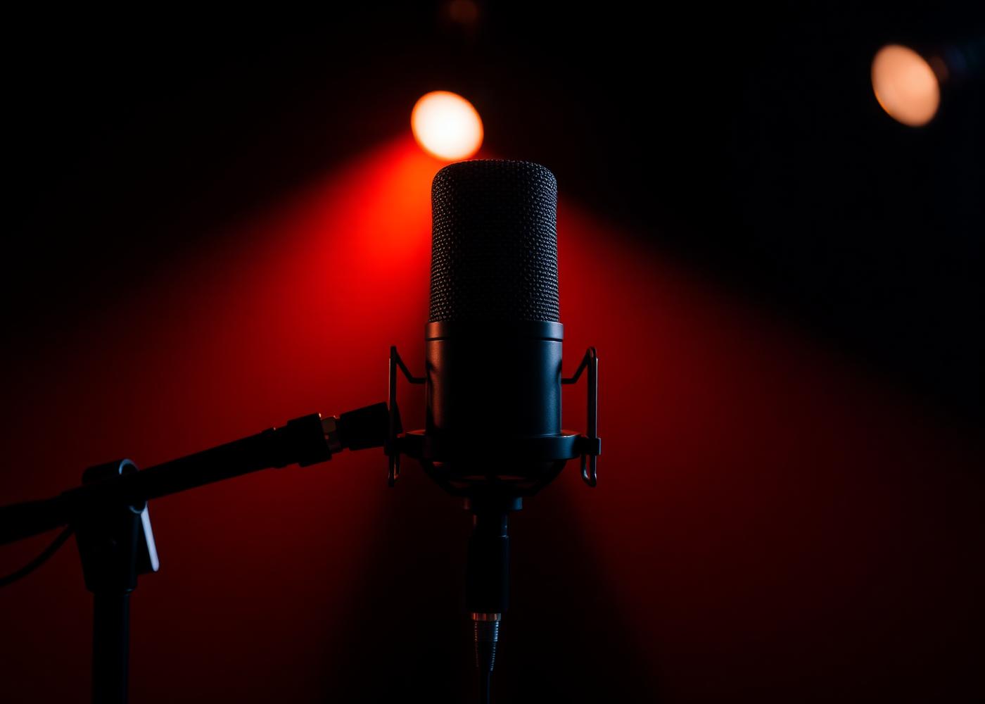 Podcast studio with warm lighting representing strategic conversations